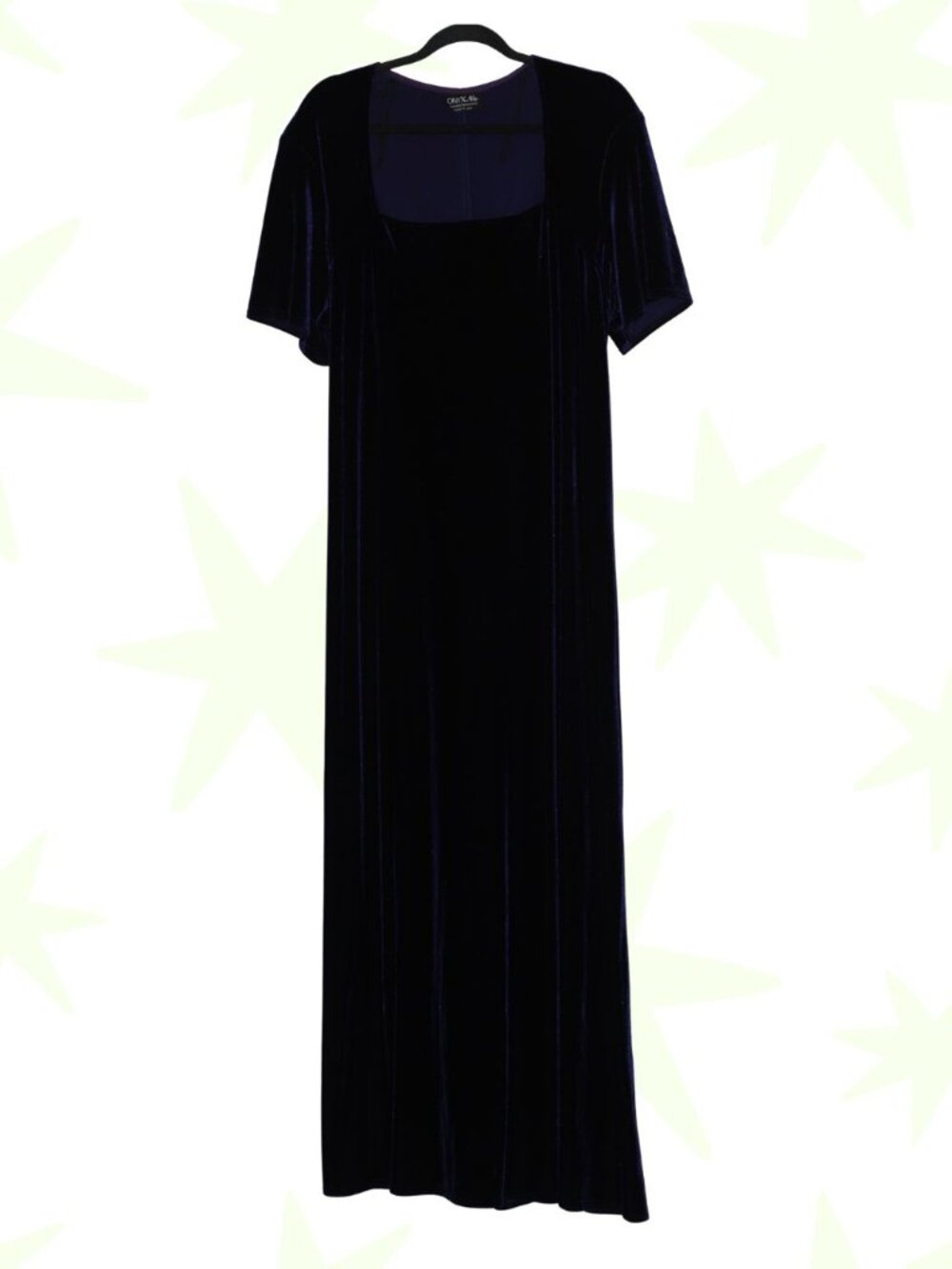 VTG Onyx Nite velvet square neck maxi dress XL